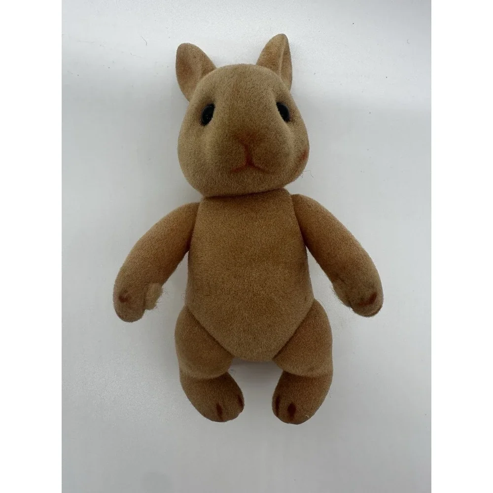 Vintage Teddy Bear Story Rabbit Figure Flocked Sekiguchi Pink Dress Bunny